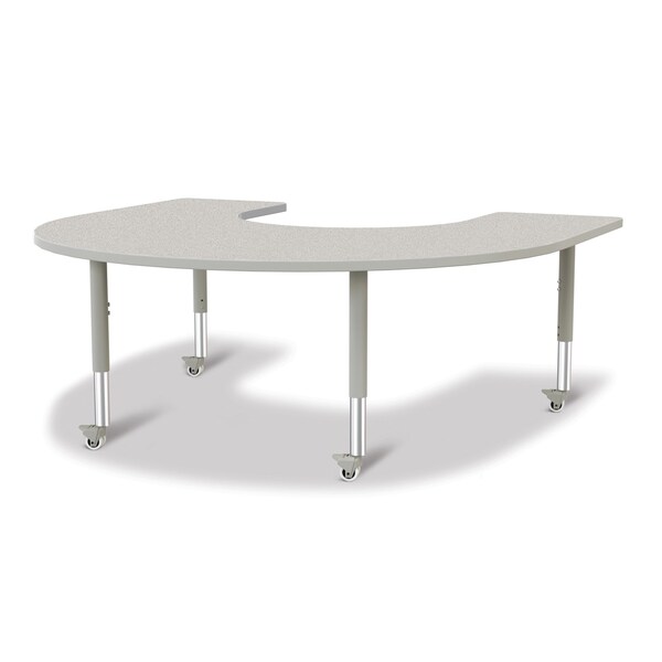 Jonti-Craft Berries Horseshoe Activity Table, 66 in. x 60 in., Mobile, Freckled Gray/Gray/Gray 6445JCM000 - main